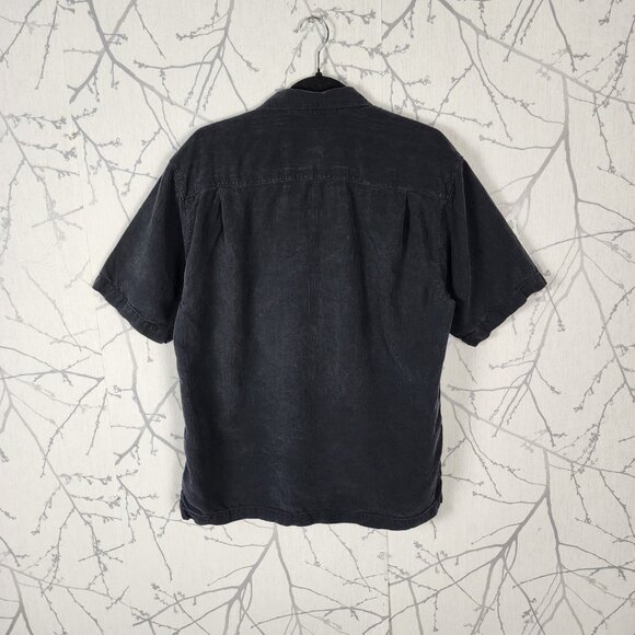 Tommy Bahama Faded Black Floral Jacquard 100% Silk Camp Shirt - Picture 3 of 6